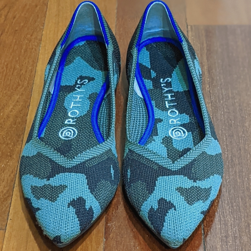 Rothy's Olive Camo Points - Size 7.5 - NWOT
